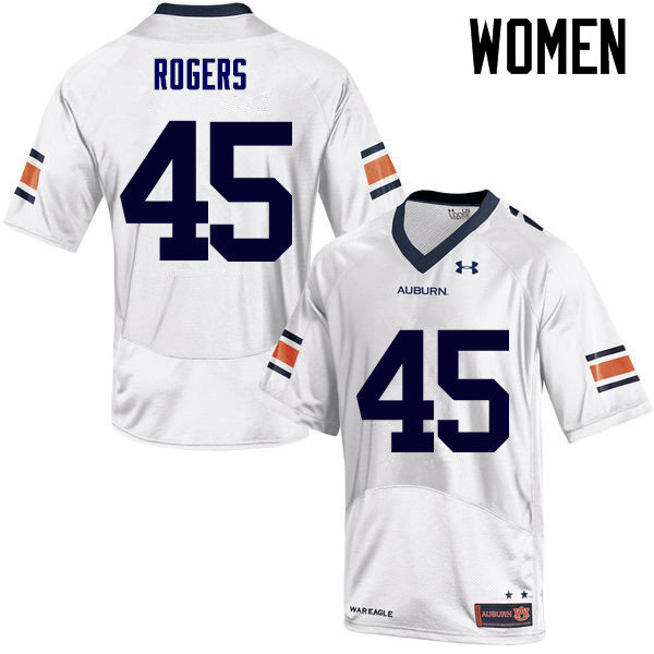 Women Auburn Tigers #45 Jacob Rogers College Football Jerseys Sale-White - Click Image to Close